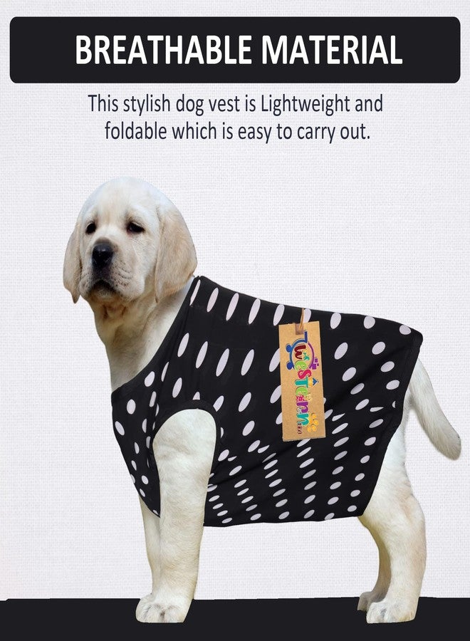 Western Era Funky Soft Cotton Dog T-Shirt | Comfortable & Breathable Dog Clothing | Stylish Sleeveless Vest Pet Outfit (Polka Black) (Large - 22inches) - Image 2